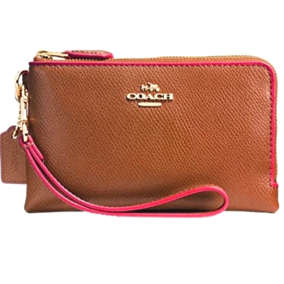 EUC☆COACH☆Edgepaint Crossgrain Leather Large Double Zip Clutch Wristlet~Rare - Picture 1 of 16